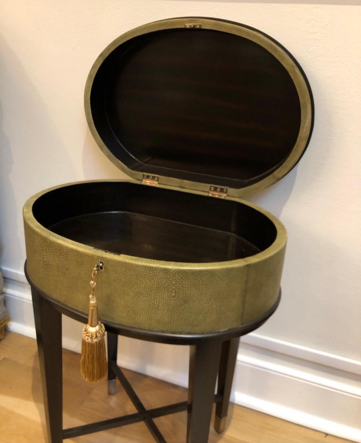 Shagreen Side Table with storage - Attributed to R&Y Augousti - Made in France  In Good Condition For Sale In Los Angeles, CA