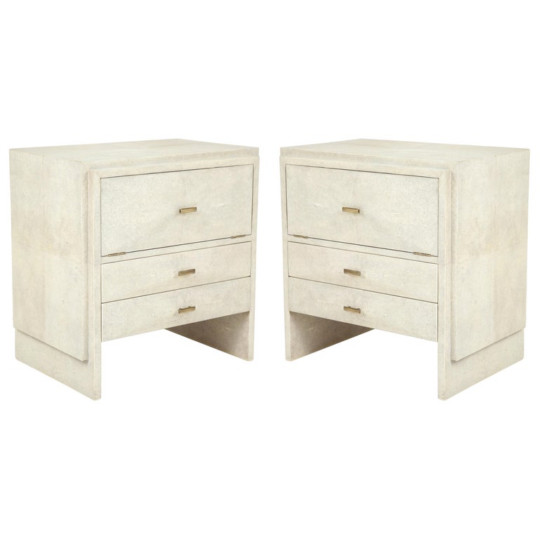 Shagreen Side Tables Or Nightstands France Cream Colored Shagreen At 1stdibs