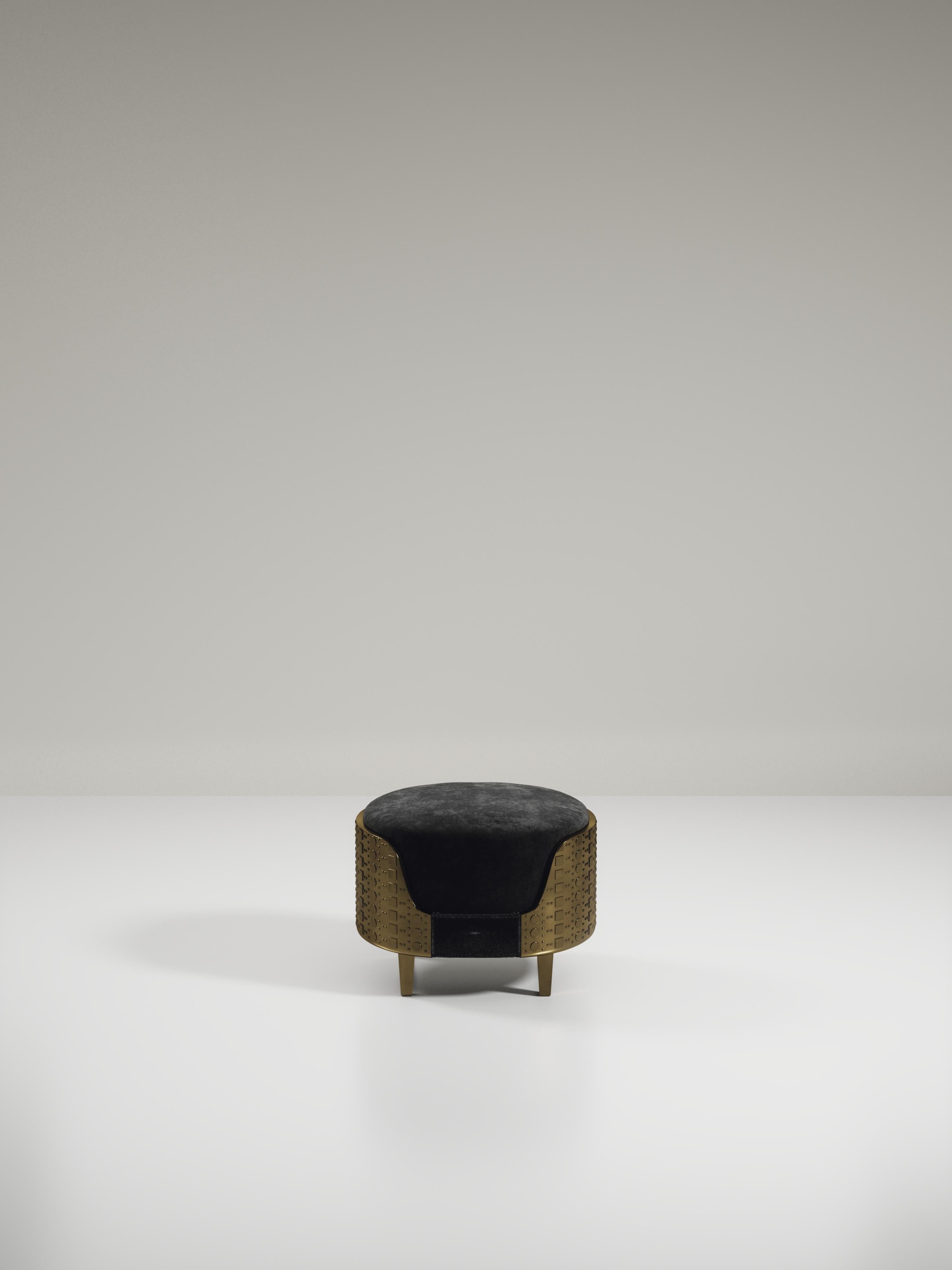 Tabouret en galuchat avec détails en laiton Patina par R&Y Augousti en vente 2