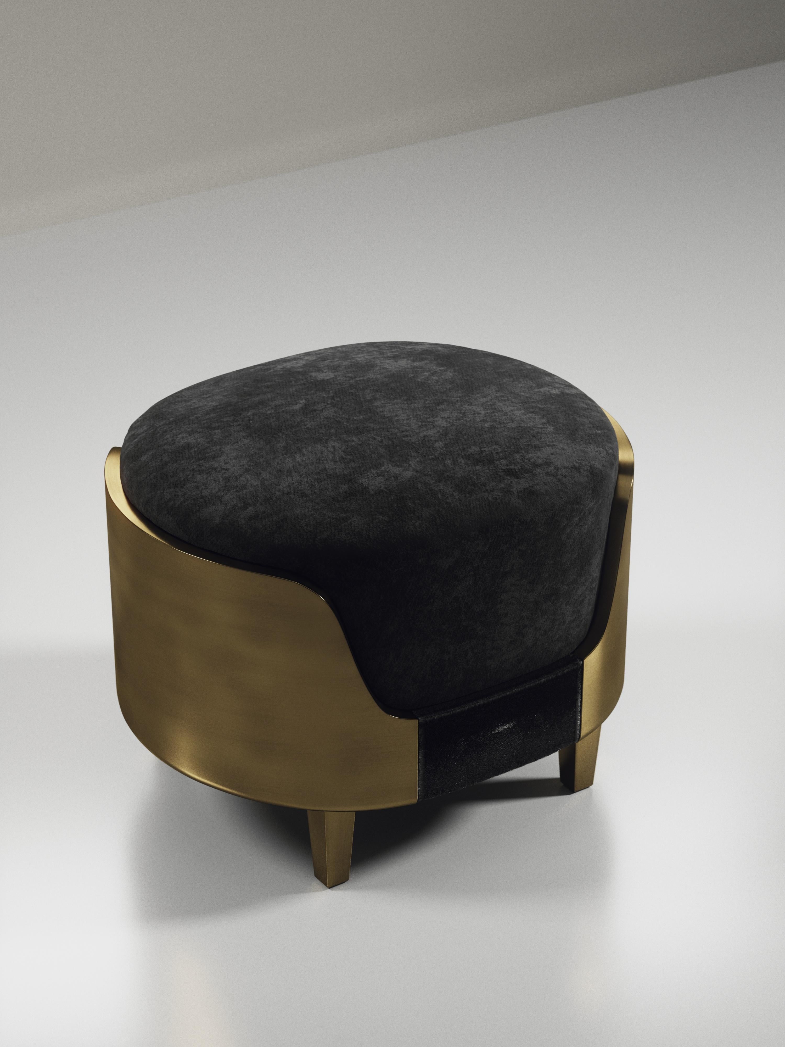Shagreen Stool with Bronze-Patina Brass Details by R&Y Augousti For Sale 11