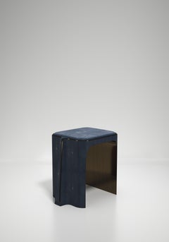 Shagreen Stool with Bronze Patina Brass Details by R&Y Augousti
