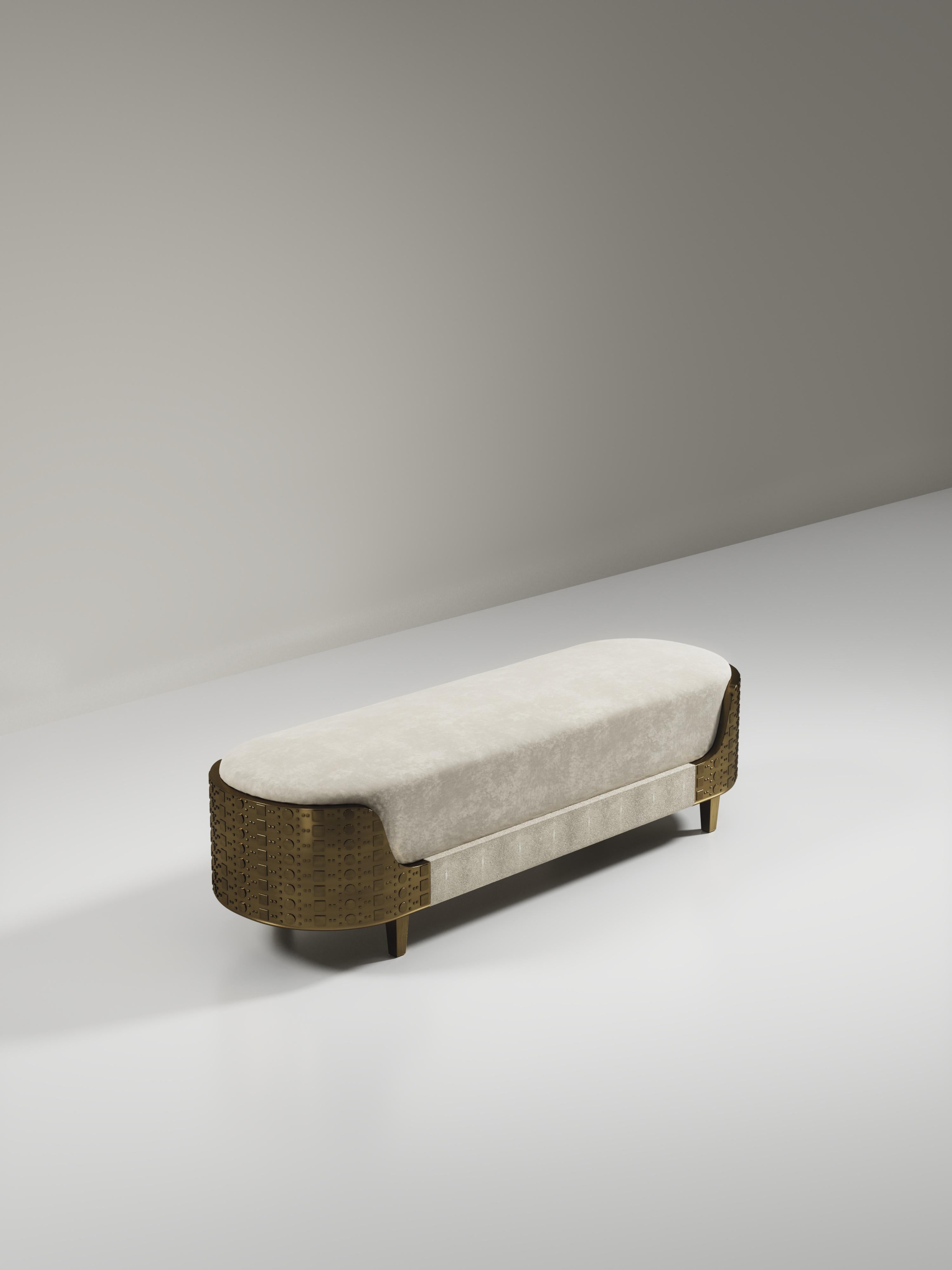 Filippino Sgabello in zigrino con dettagli in ottone patinato e bronzo di R & Y Augousti in vendita