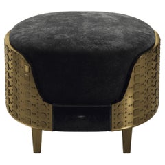 Sgabello in zigrino con dettagli in ottone patinato e bronzo di R & Y Augousti