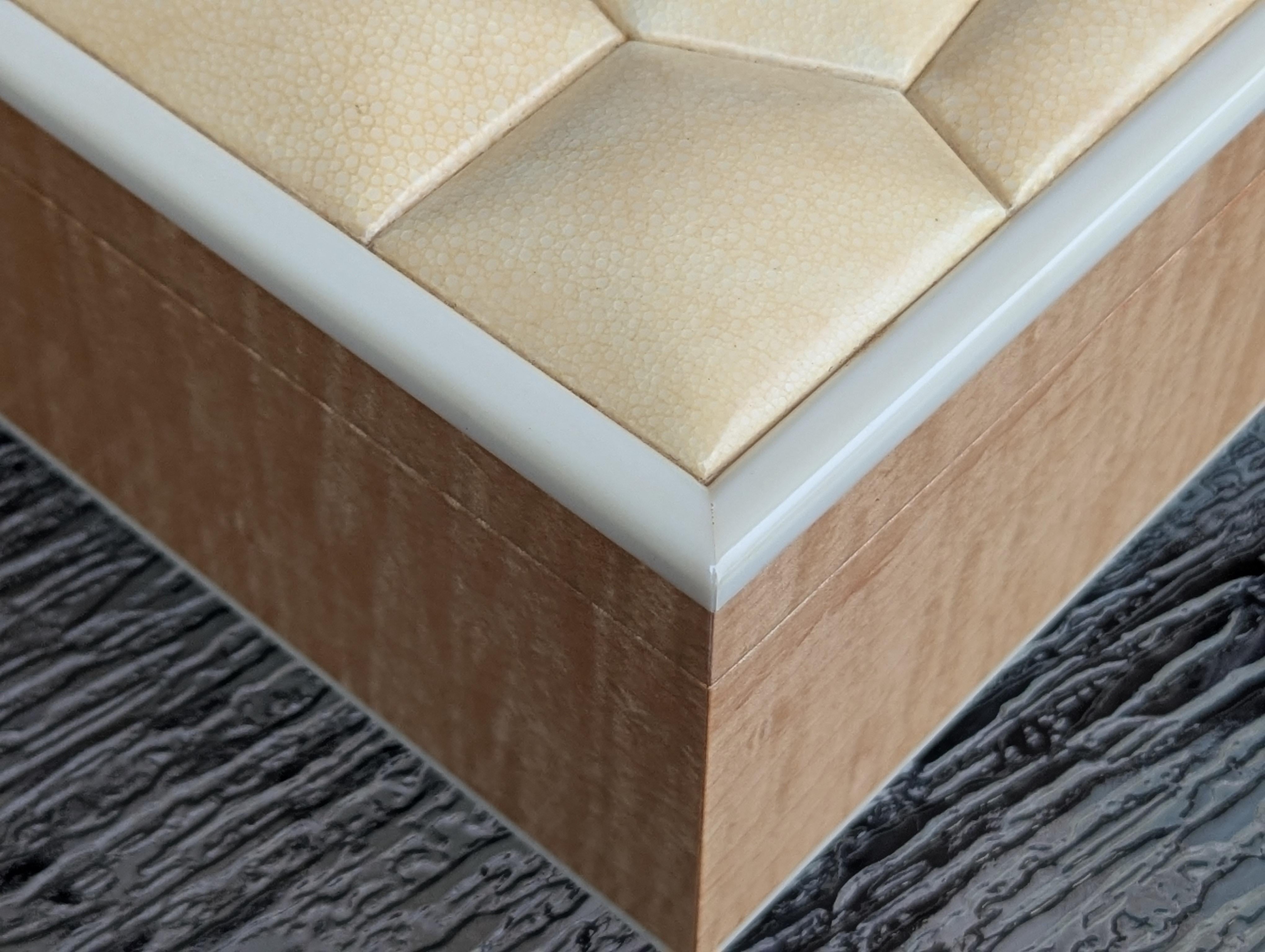 Leather Shagreen & Sycamore Bubble Box For Sale
