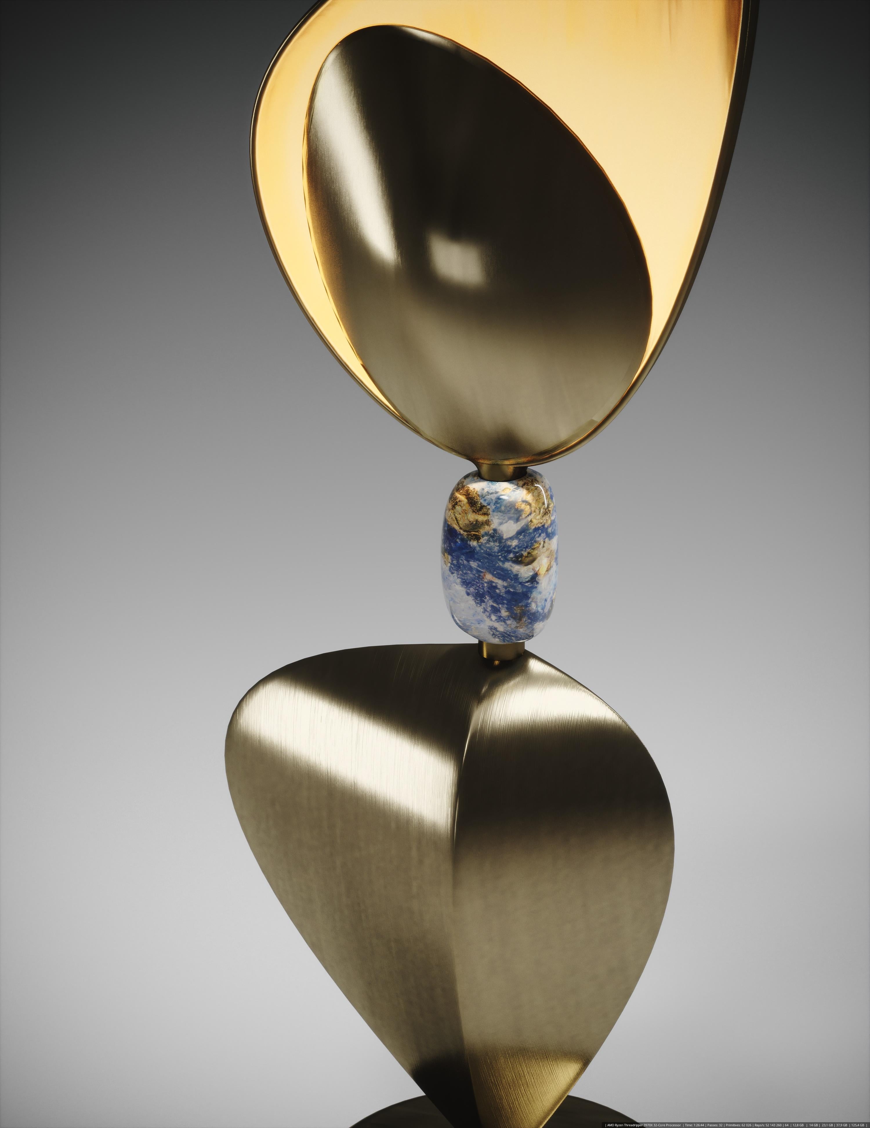 Lampe de table en galuchat avec accents en quartz et laiton Patina par Kifu Paris en vente 2