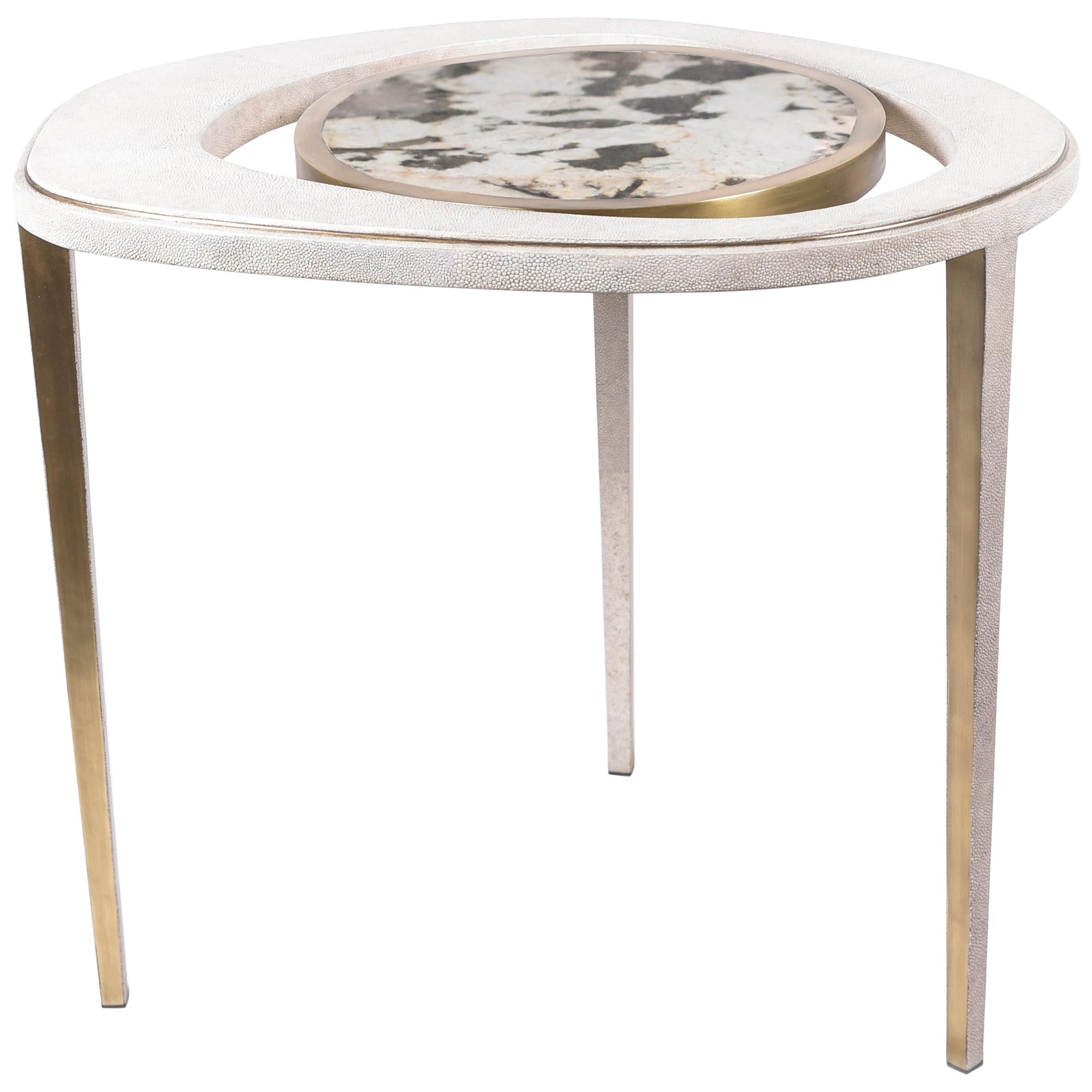 Shagreen Table with Patagonia Stone and Brass by R&Y Augousti