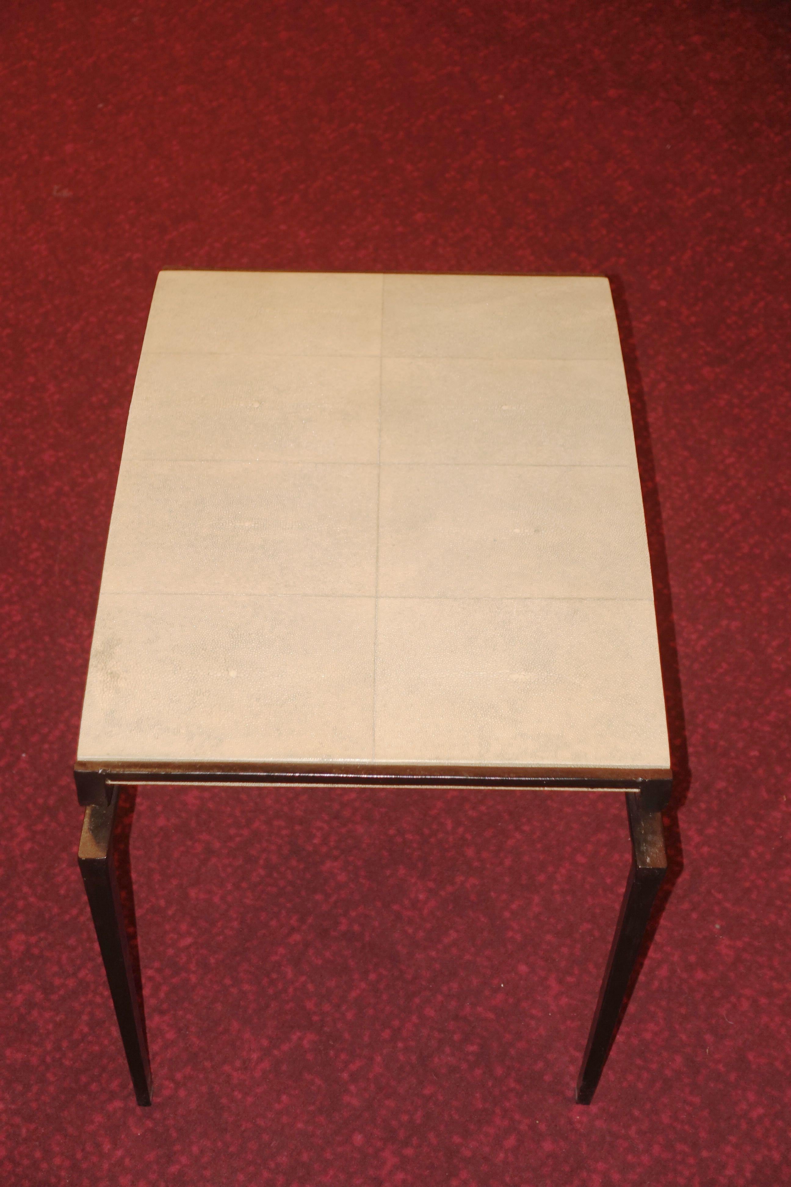 French Shagreen Top Side Table, France, Midcentury