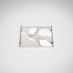 Shagreen Tray Inlaid with Shell and Bronze Patina Brass by Kifu Paris