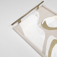 Shagreen-Tablett mit Muschel- und Bronze-Patina-Intarsien aus Messing von Kifu Paris