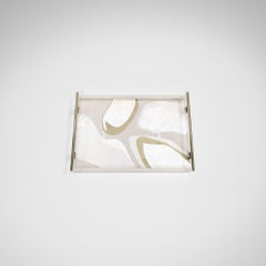 Vassoio in zigrino intarsiato con conchiglia e ottone patinato in bronzo di Kifu Paris