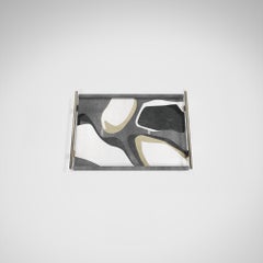 Shagreen Tray Inlaid with Shell and Bronze Patina Brass by Kifu Paris