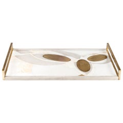 Shagreen Tray with Mother of Pearl and Brass Inserts by R&Y Augousti