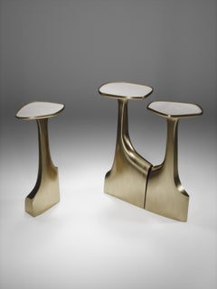 Shagreen Triptych Side Table with Bronze-Patina Brass Accents by R&Y Augousti