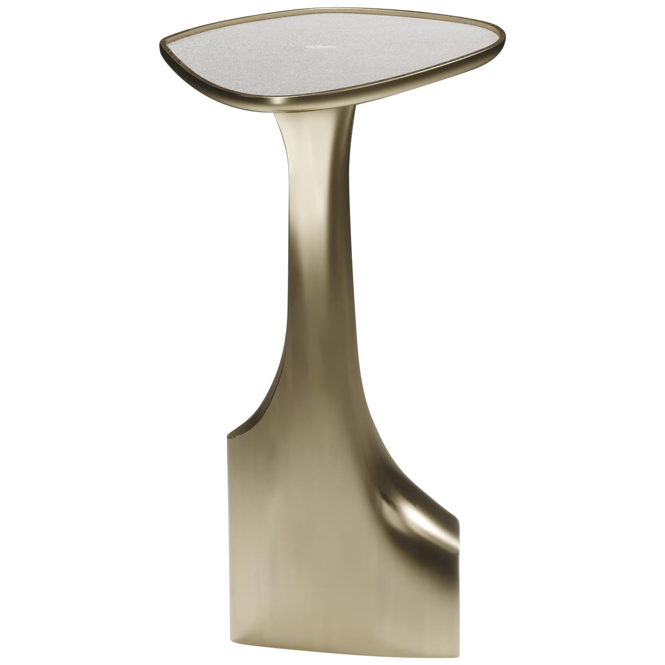 Shagreen Triptych Side Table with Bronze-Patina Brass Accents by R&Y Augousti