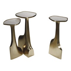 Shagreen Triptych Side Tables with Bronze-Patina Brass Accents by R & Y Augousti