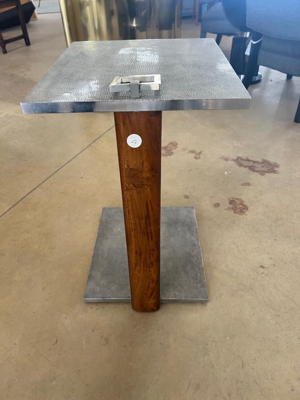 Shagreen Two Tiers Side Table In Good Condition For Sale In Cathedral City, CA