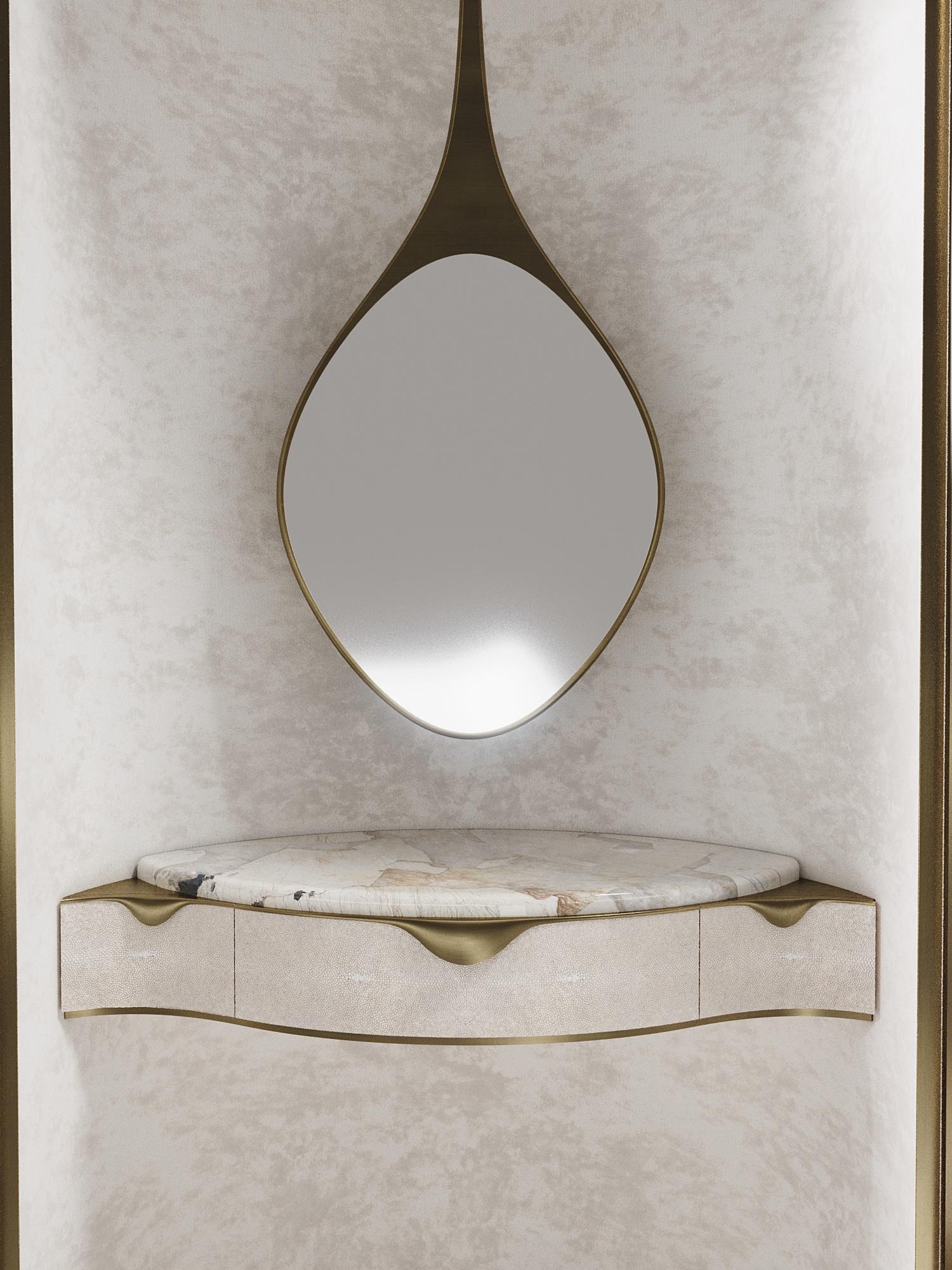 Shagreen Vanity Cabinet with Bronze-Patina Brass Details by R&Y Augousti For Sale 3