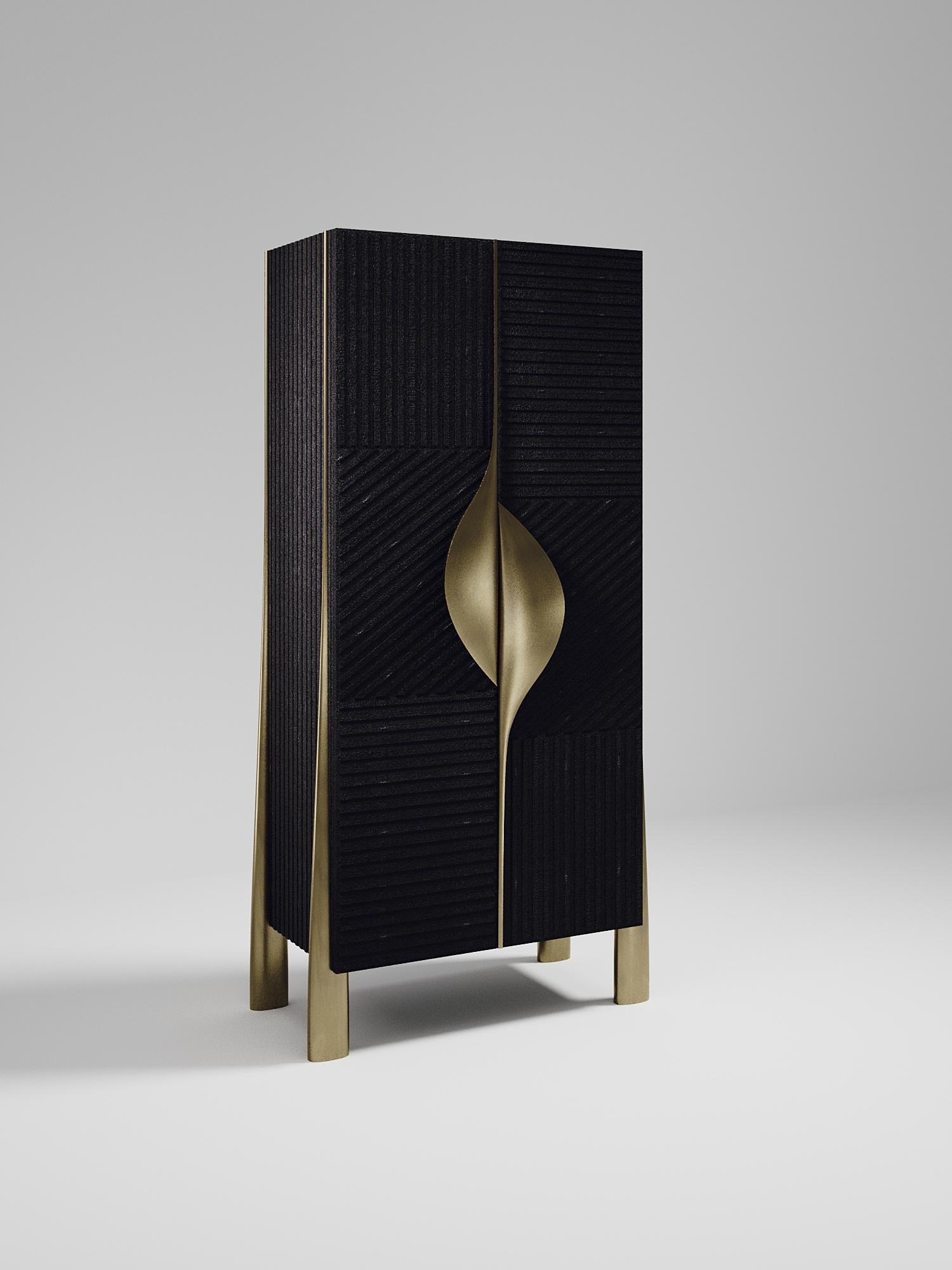 Meuble-lavabo en galuchat avec détails en laiton Patina par R&Y Augousti en vente 5