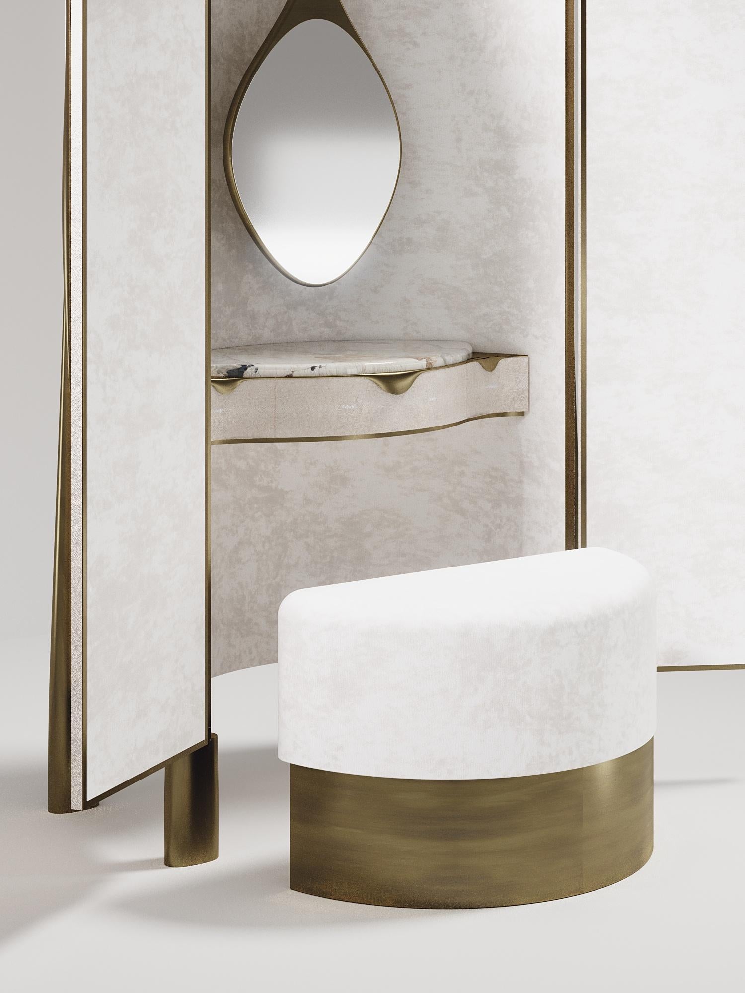 Contemporary Shagreen Vanity Cabinet with Bronze-Patina Brass Details by R&Y Augousti For Sale