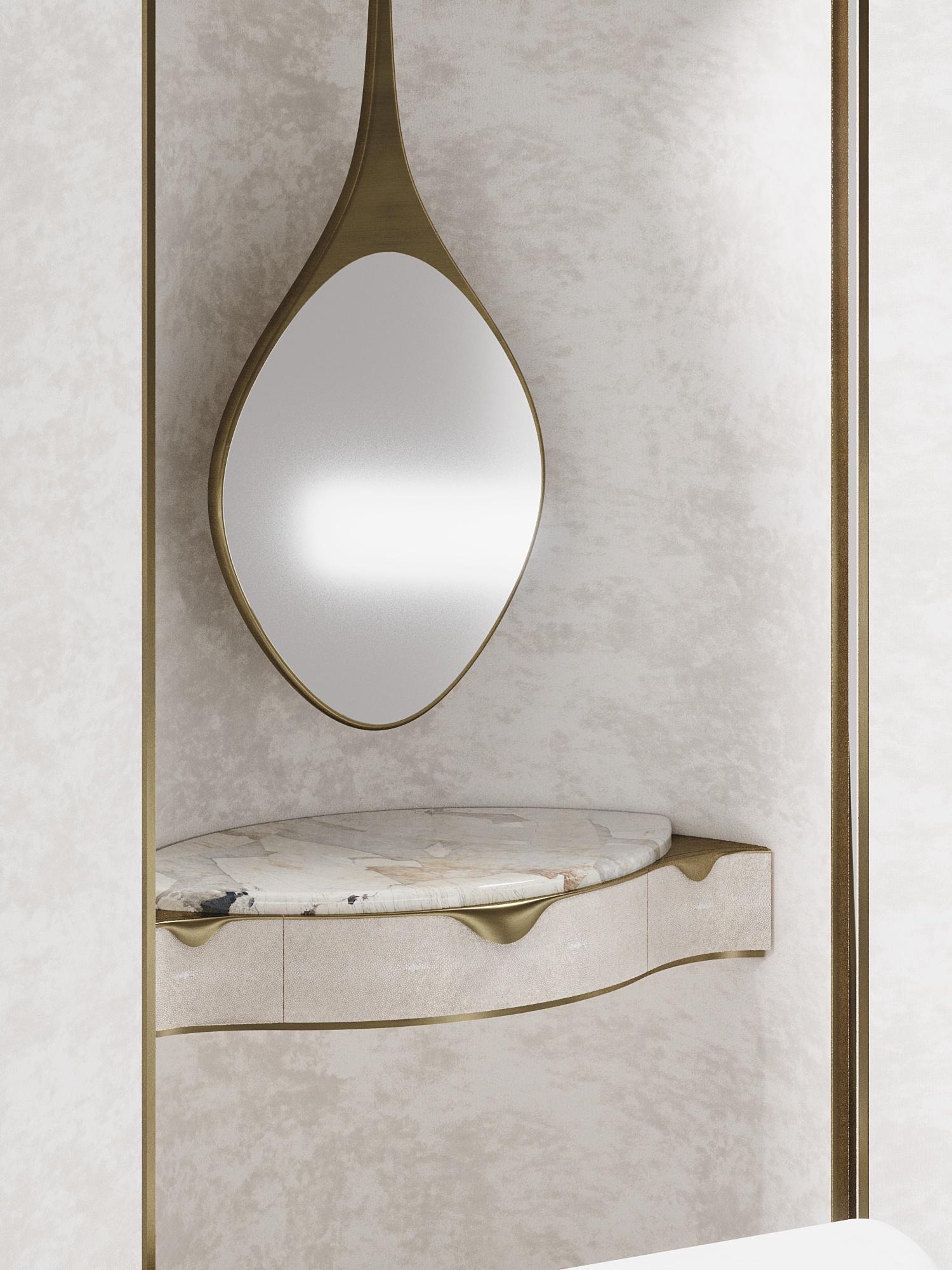 Shagreen Waschtischschrank mit Bronze-Patina-Messing-Details von R&Y Augousti im Angebot 2