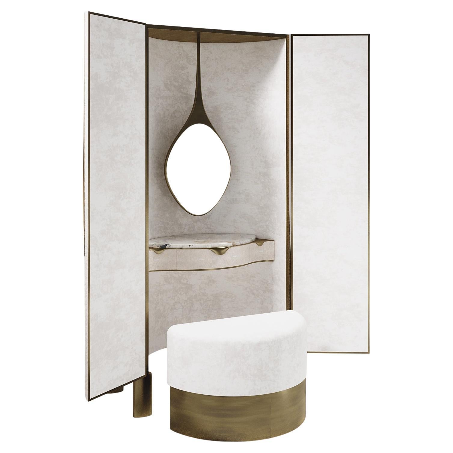 Shagreen Vanity Cabinet with Bronze-Patina Brass Details by R&Y Augousti