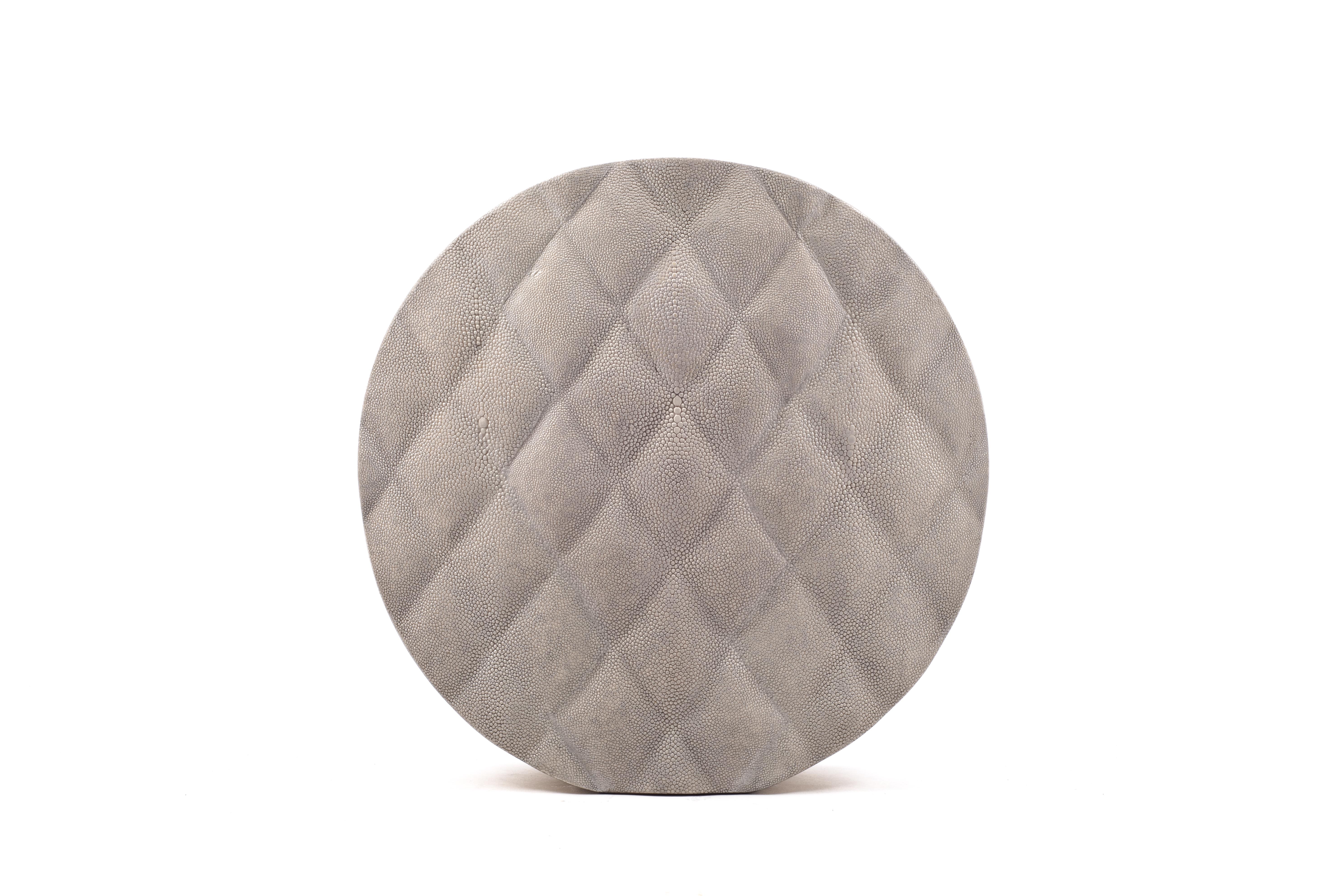 Shagreen Vase with Brass and Quilted Details by Kifu Paris For Sale 1