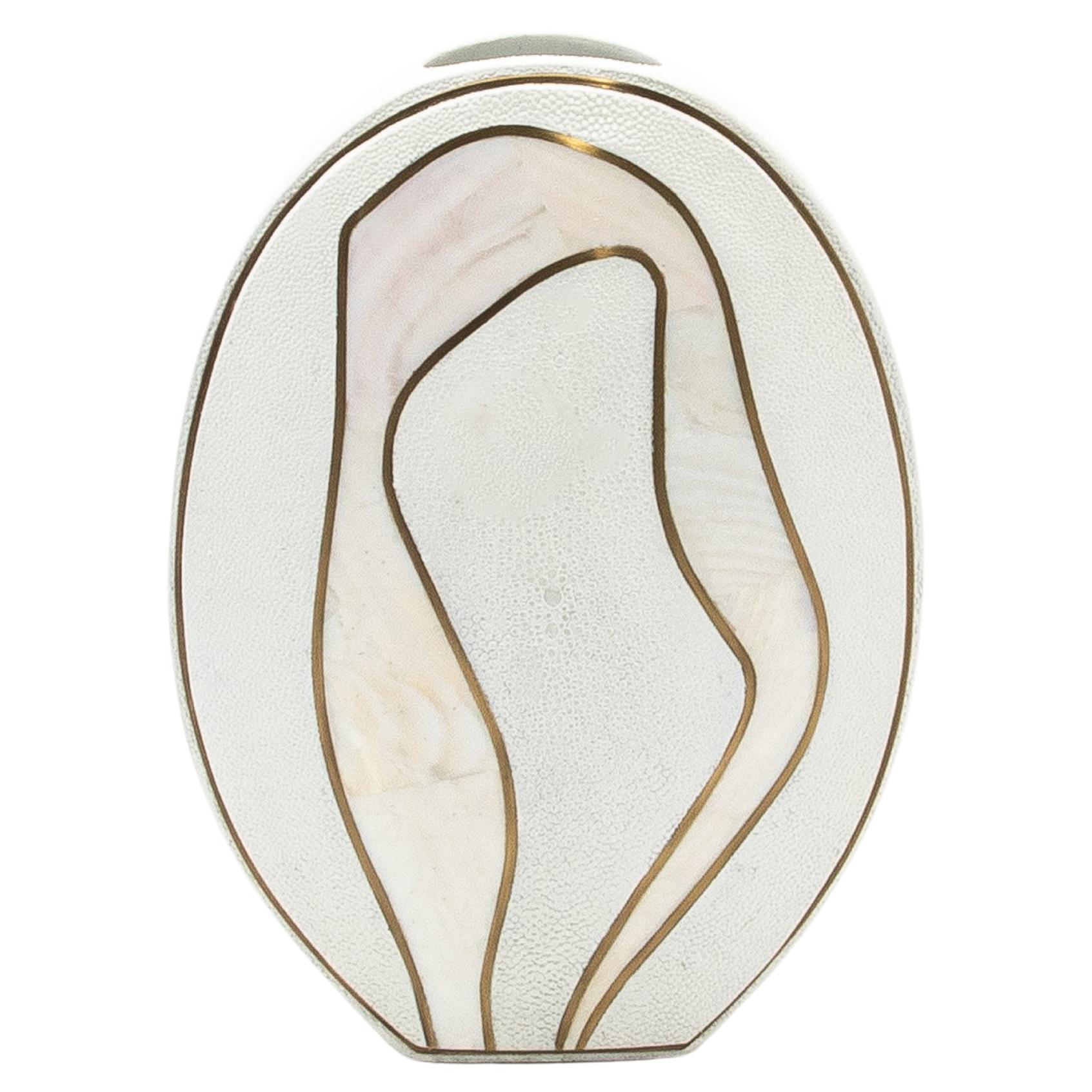 Shagreen Vase with Mother of Pearl and Brass Details by R&Y Augousti