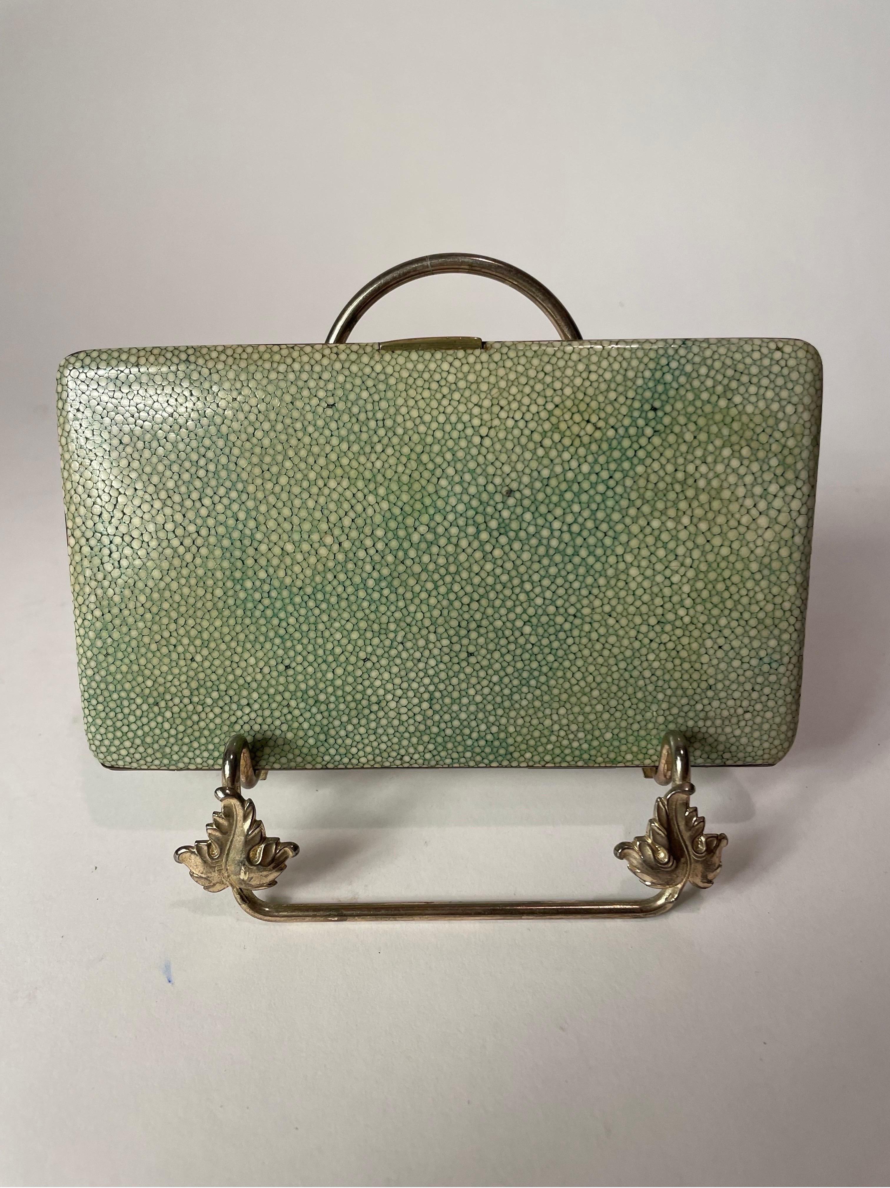 This is a great light green shagreen card case  in wonderful vintage condition 
There is an M initial on front 