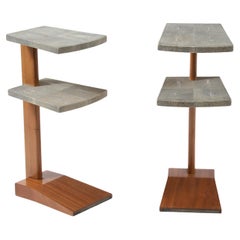 Tables d'appoint en galuchat et noyer, France, années 1930