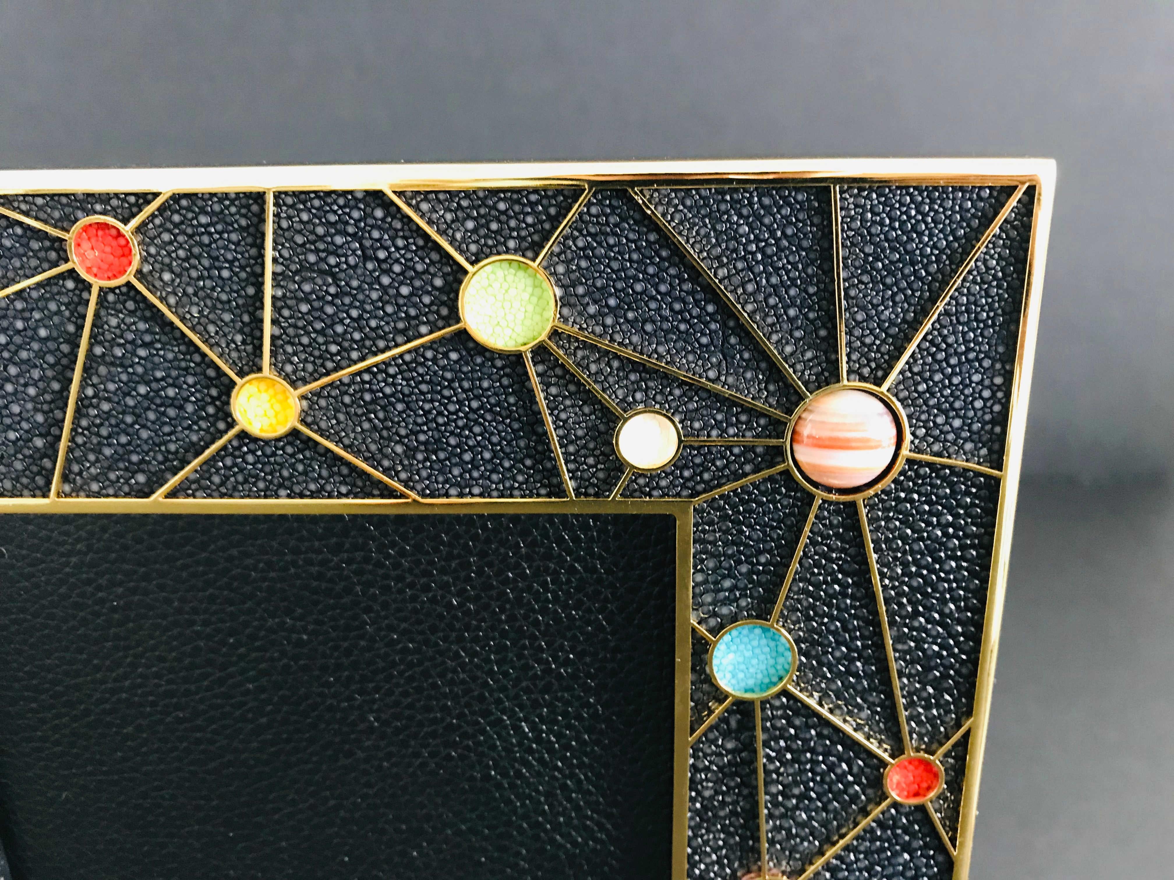 Thai Shagreen with Multi-Color Stones Photo Frame by Fabio Ltd