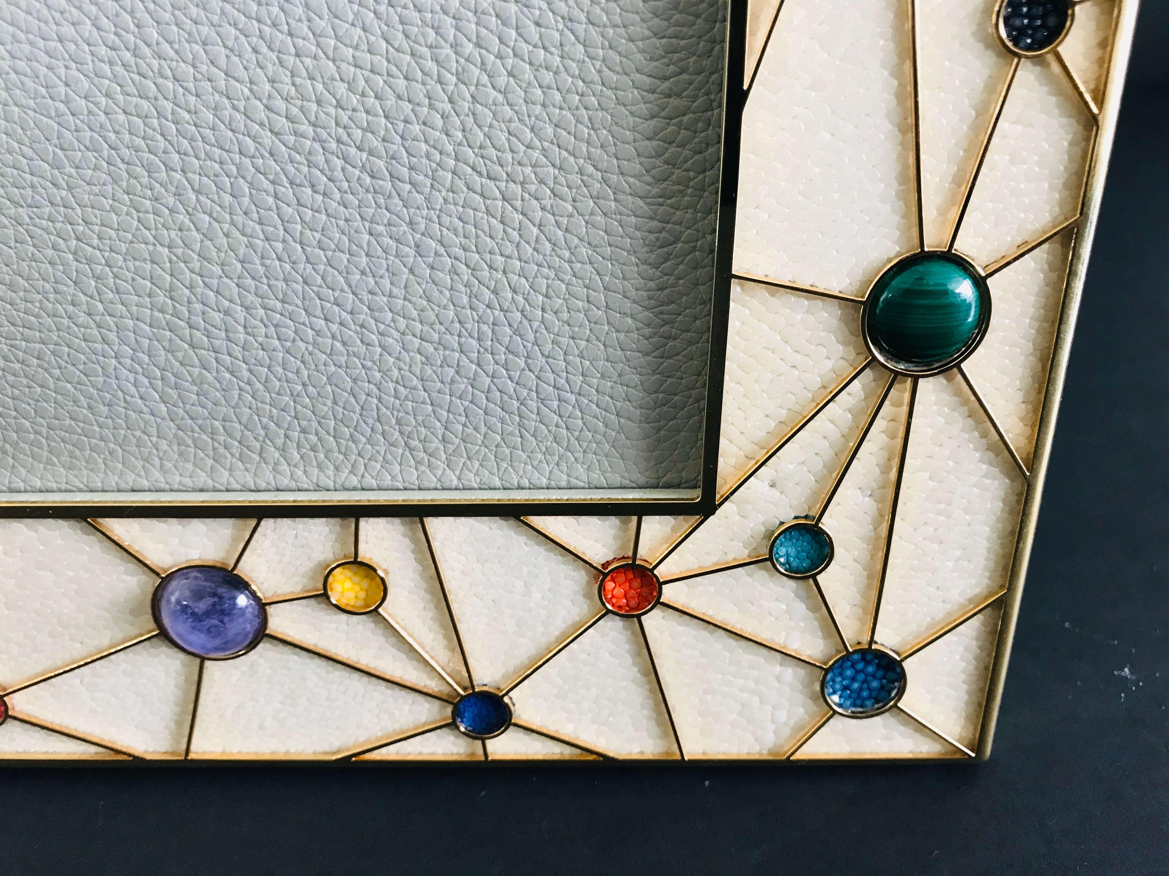 Plated Shagreen with Multi-Color Stones Photo Frame by Fabio Ltd