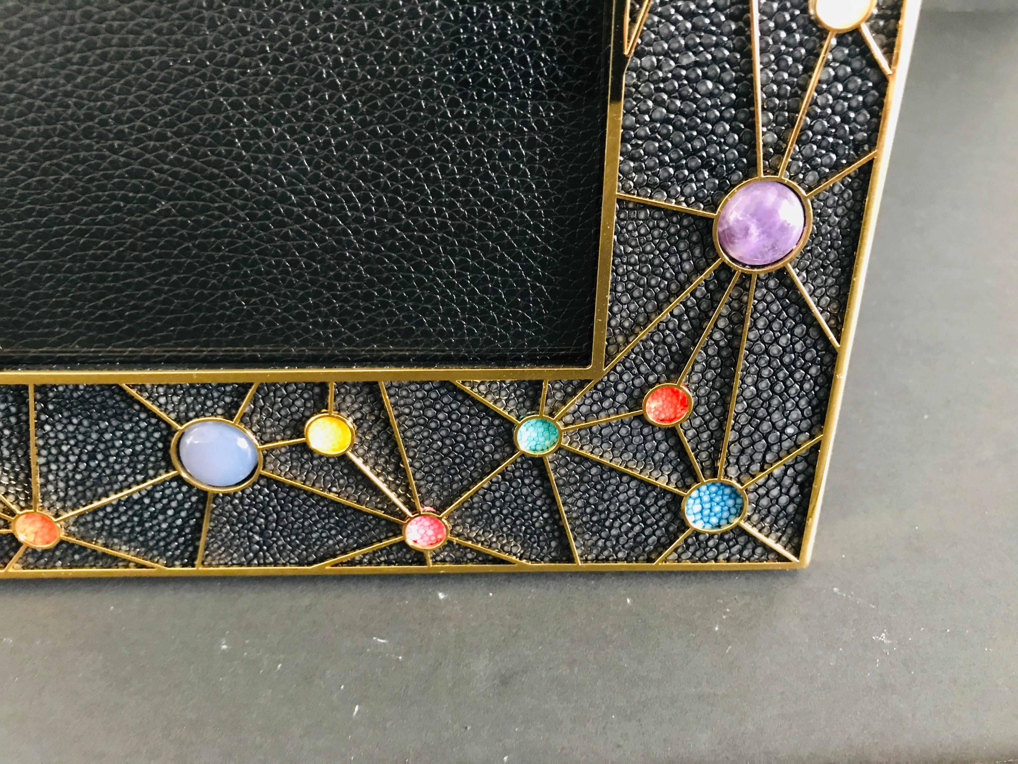 Plated Shagreen with Multi-Color Stones Photo Frame by Fabio Ltd