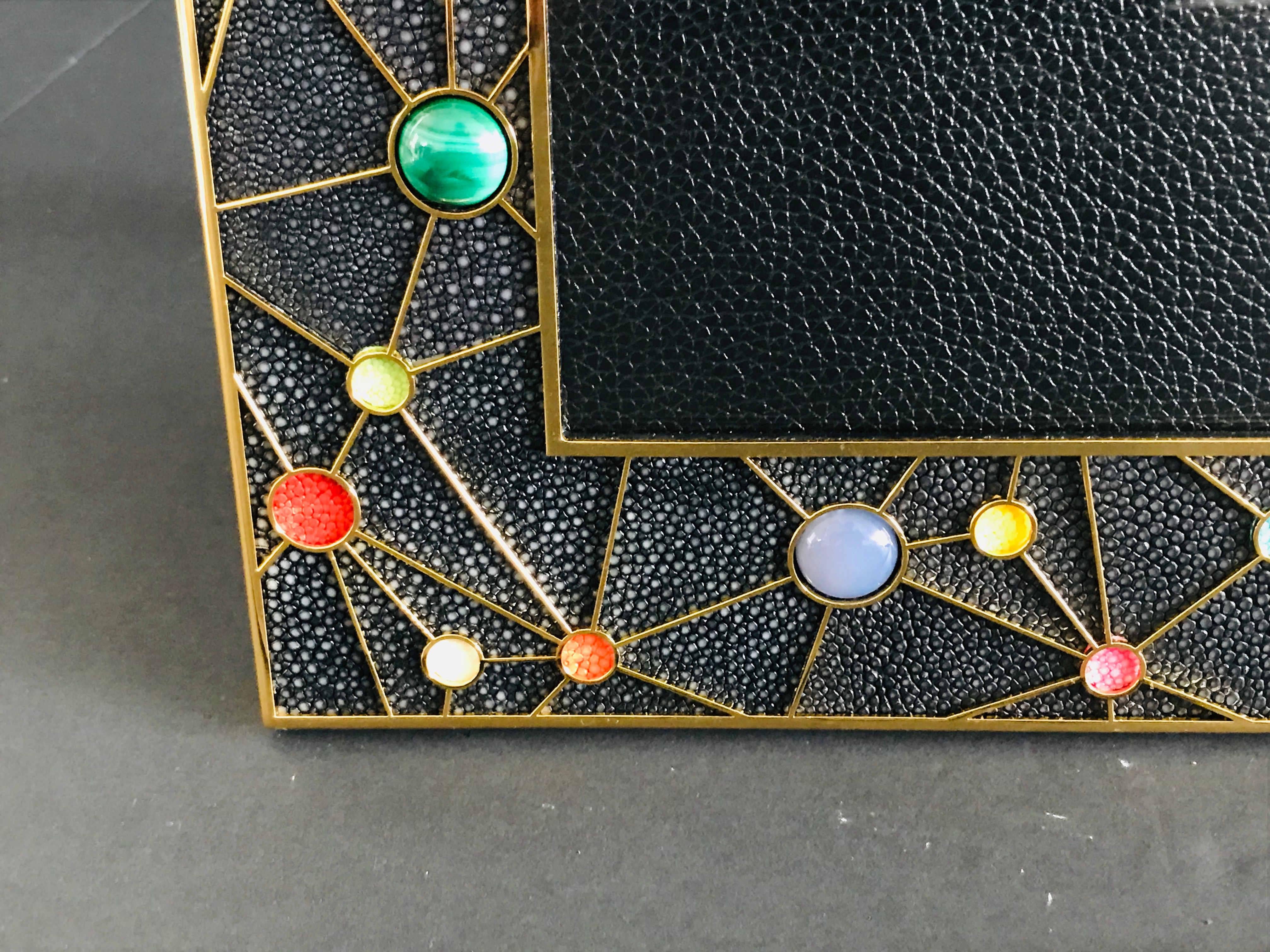 Shagreen with Multi-Color Stones Photo Frame by Fabio Ltd In Excellent Condition In Los Angeles, CA