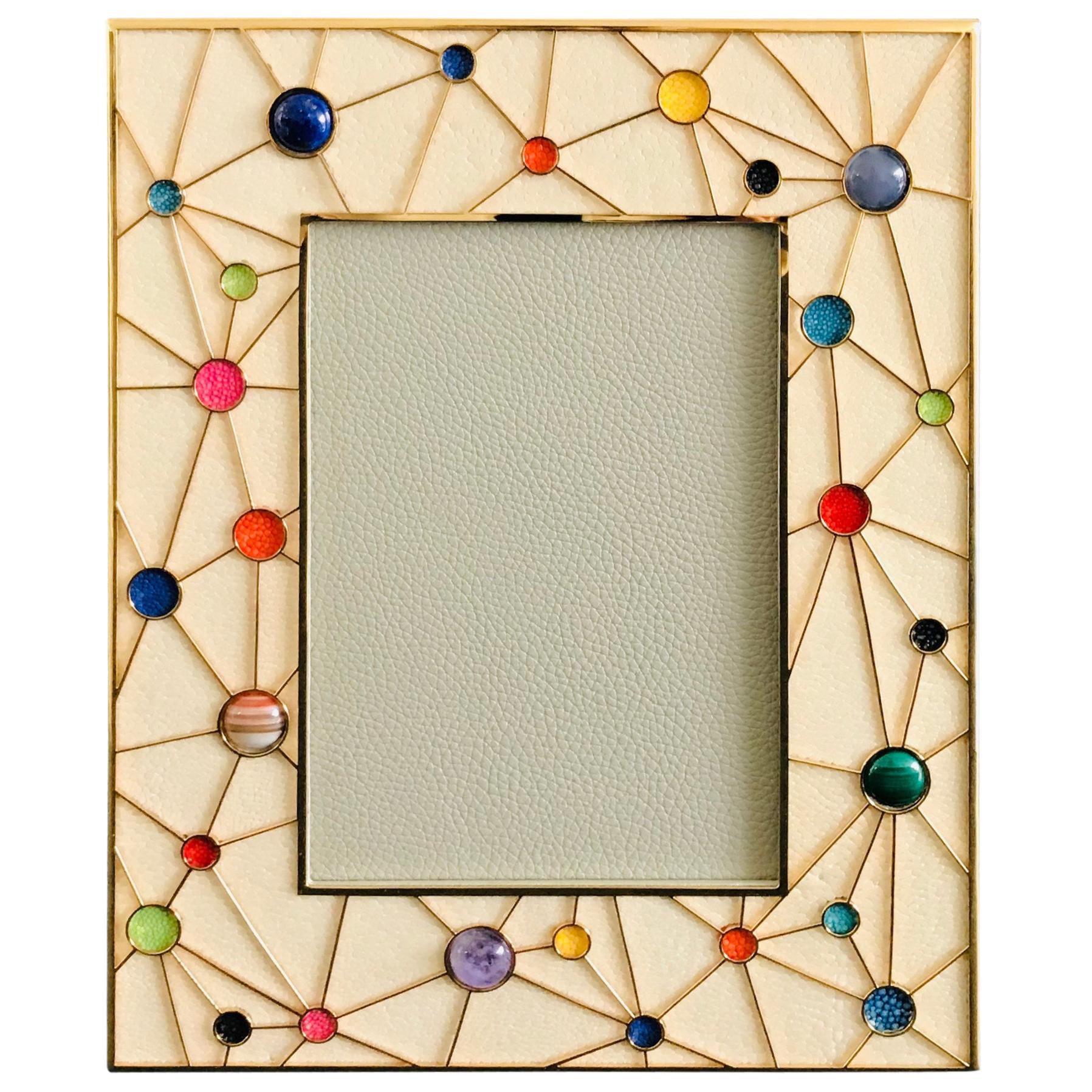 Shagreen with Multi-Color Stones Photo Frame by Fabio Ltd