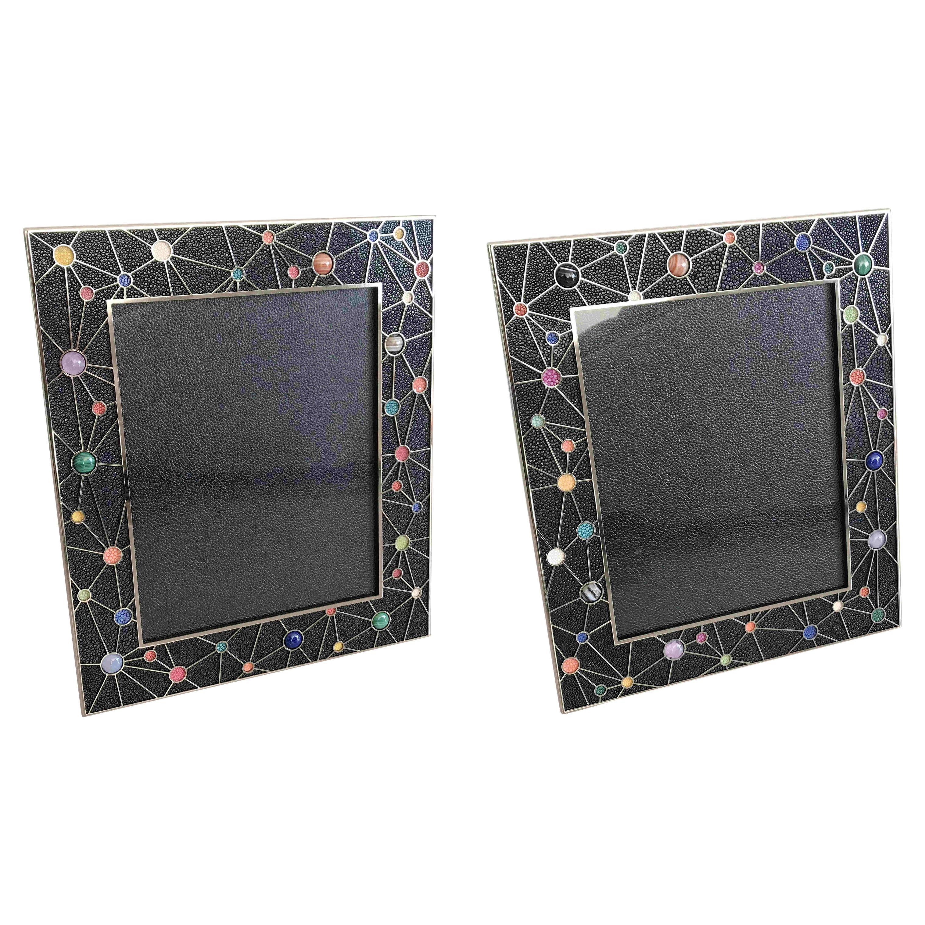 Shagreen with Multi-Color Stones Photo Frame by Fabio Ltd