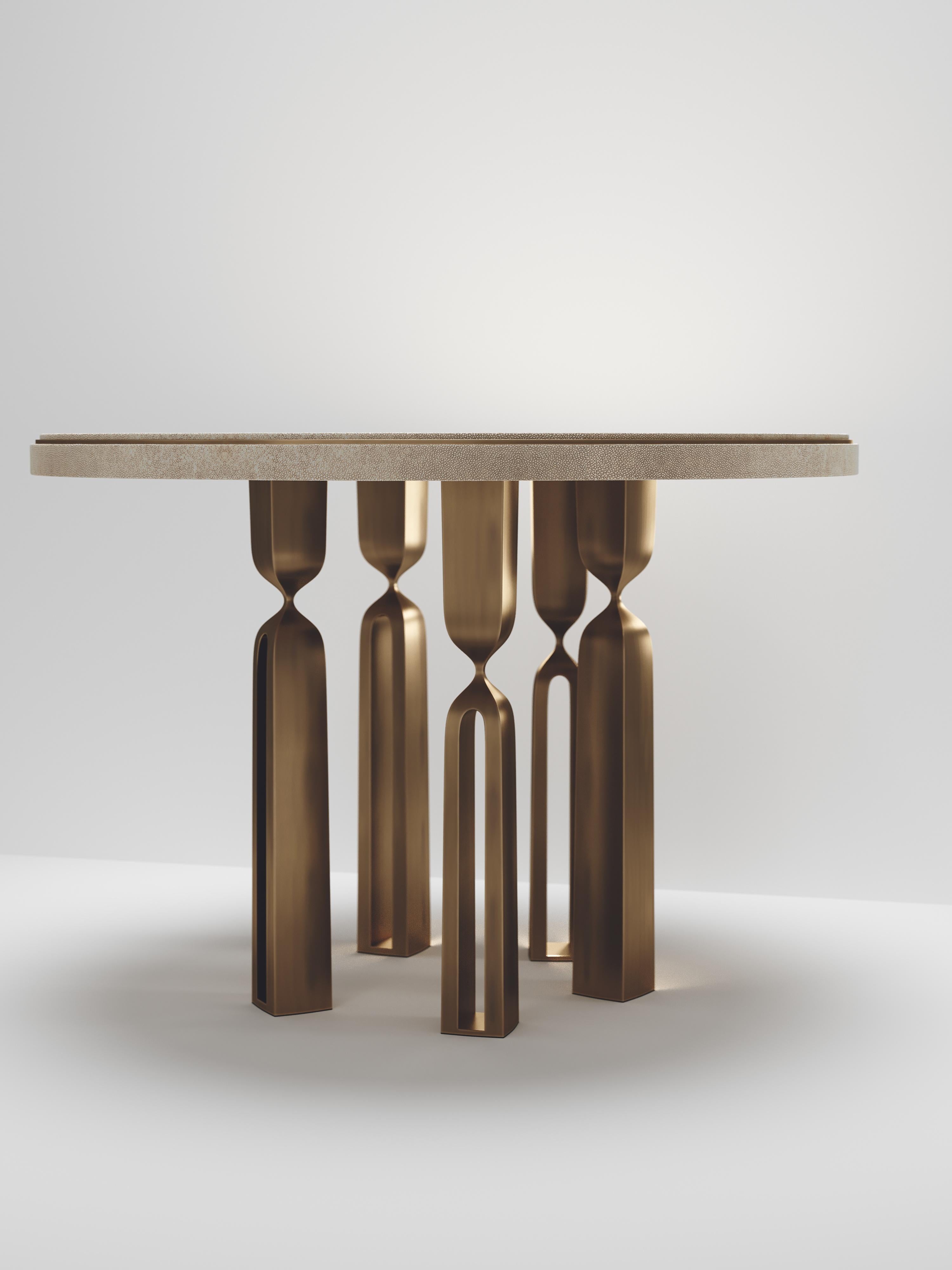Scrivania in zigrino con ottone bronzato-patinato di Kifu Paris in vendita 4