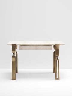 Shagreen Writing Desk with Bronze-Patina Brass by Kifu Paris