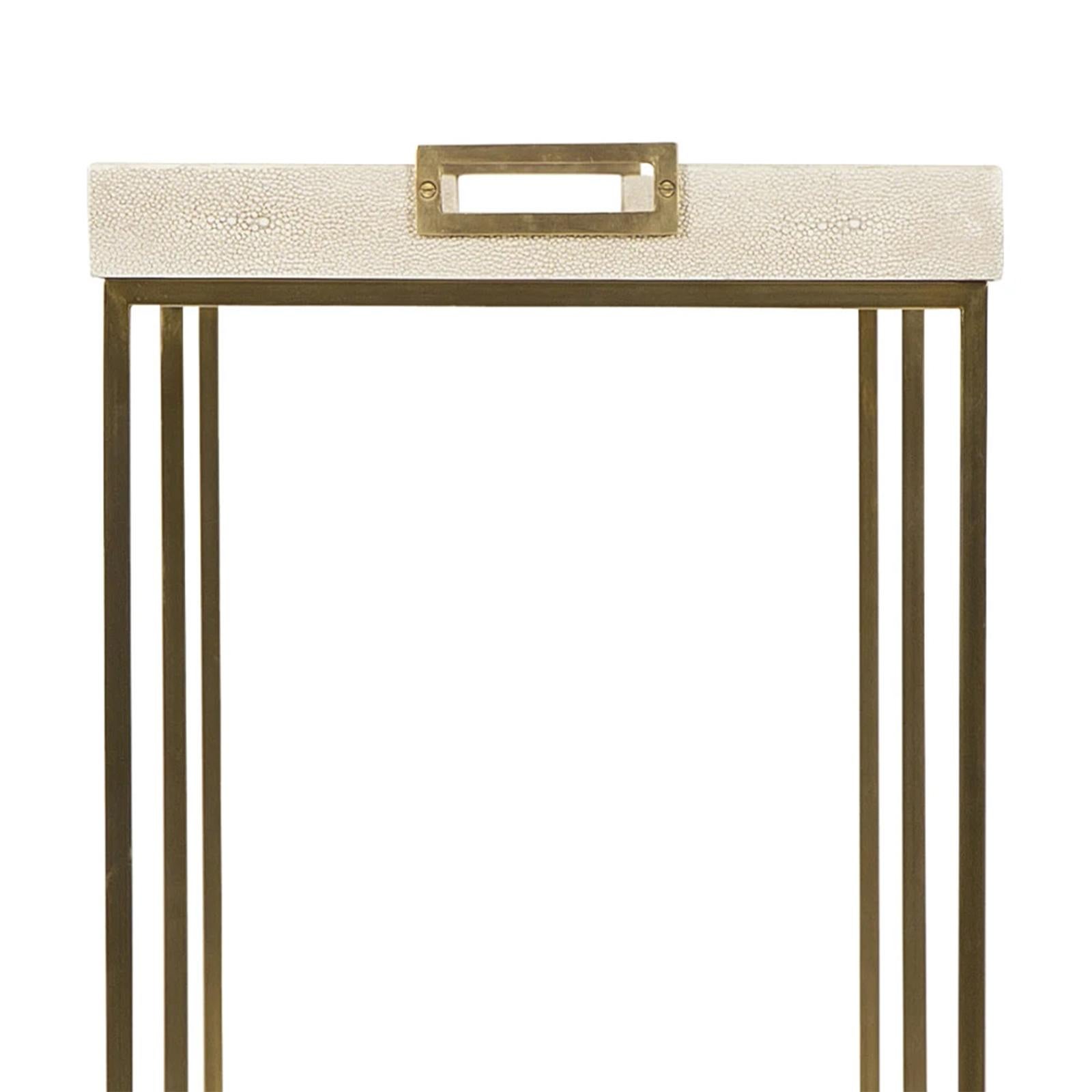 Hand-Crafted Shagry Cream Console Table For Sale