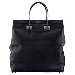 Shah ‘Slouch’ Tote Handbag Jet Black Perforated Leather