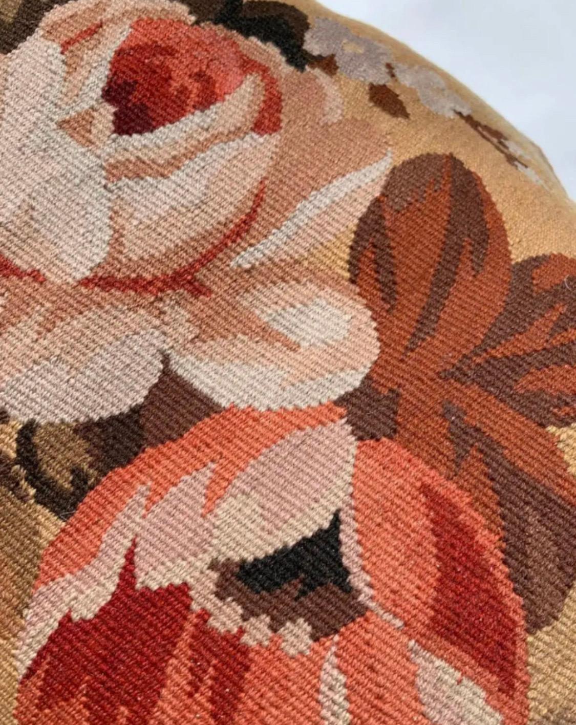 Chinese Shahkar Floral French Provincial Needlepoint Square Pillow