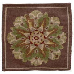 Vintage Shahkar Light Brown French Provincial Square Needlepoint Pillow Case