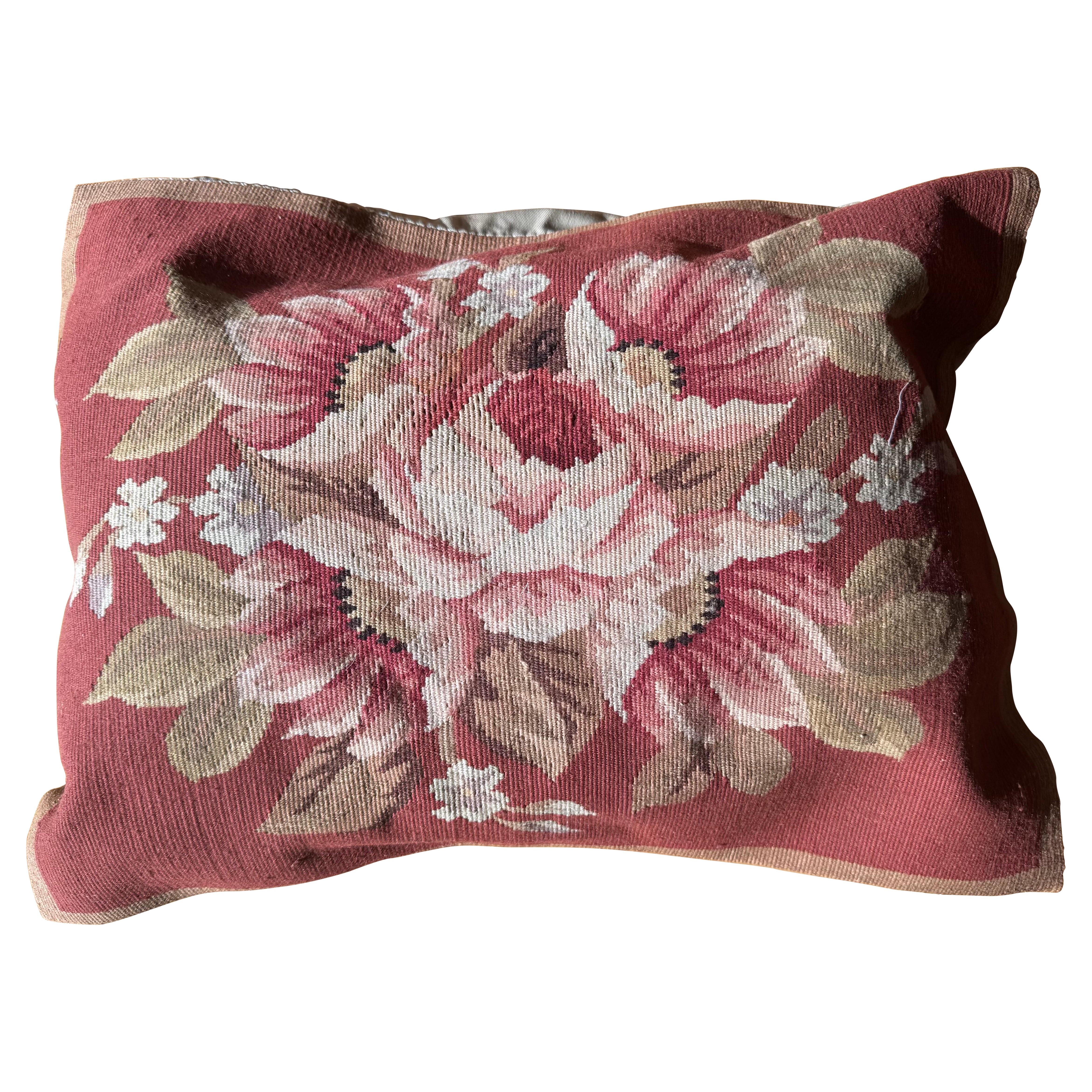 Vintage French Provincial Needlepoint Aubusson Style Tapestry Pillow - LAST ONE!