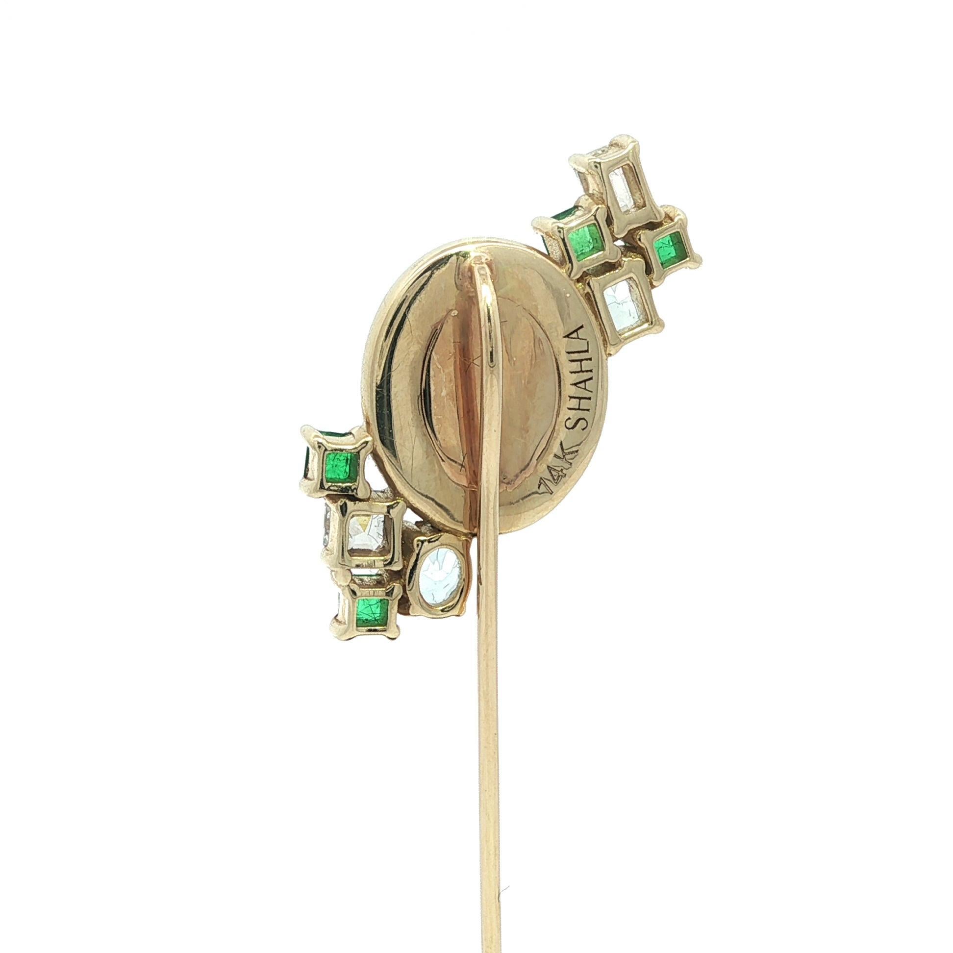 –Stone(s)–
(1) Natural Genuine Opal - Oval Cabochon - Bezel Set - Black Base w/ Green Color Play - 12.8x10.4mm (approx.)
(4) Natural Genuine Emeralds - Square Step Cut - Prong Set - Vivid Green Color - 0.24ctw (approx.)
(2) Natural Genuine