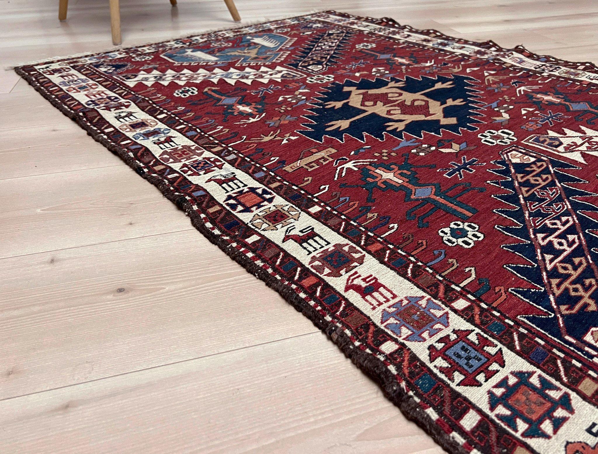 Shahsavan Soumak - Alfombra Persa Vintage de Tejido Plano / Arte de Pared (3'x5') - 1960s en Bueno estado para la venta en Burlingame, CA