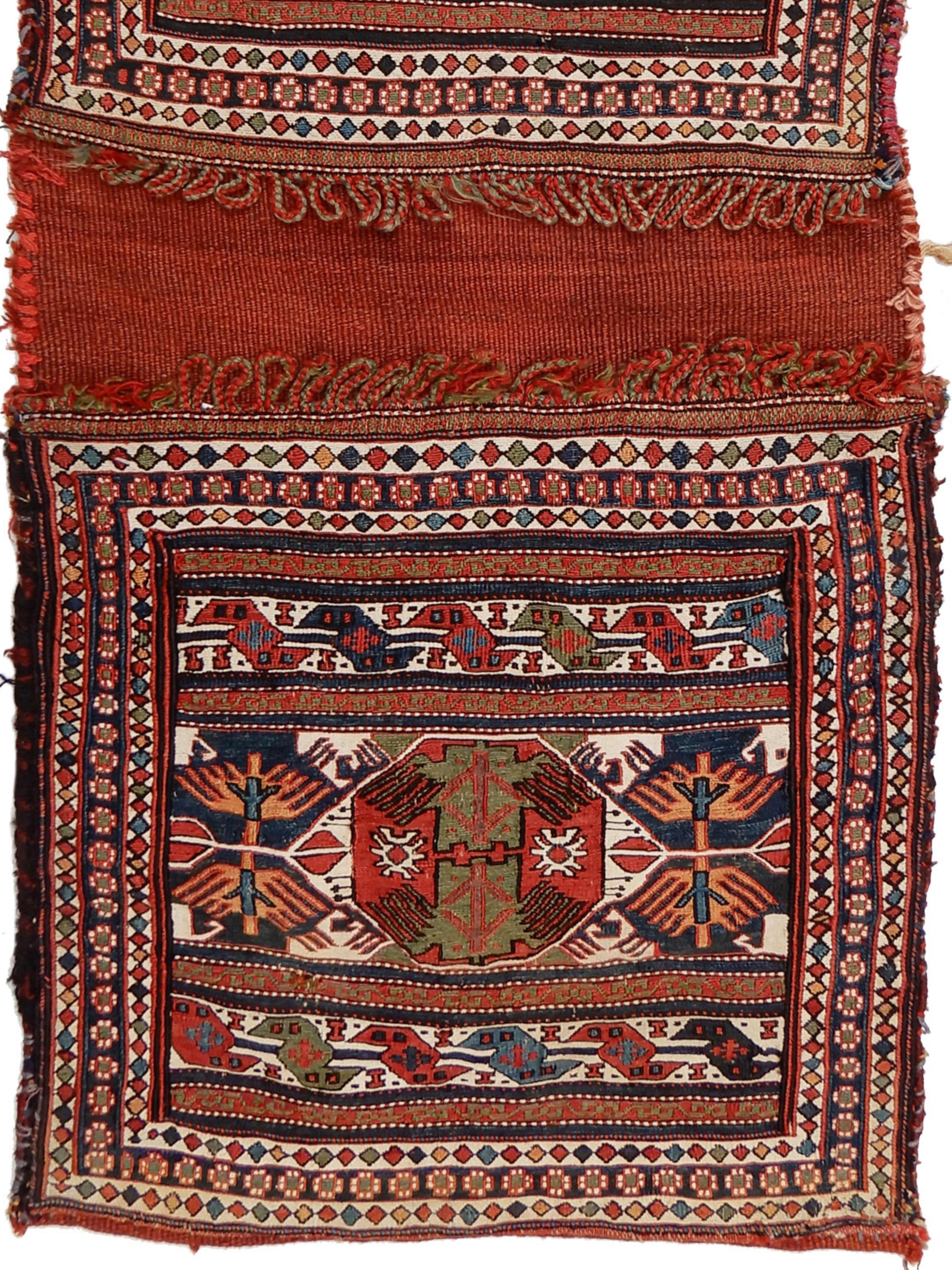 Caucasian Shahsevan Sumak Khorjin Saddlebag, Late 19th Century For Sale