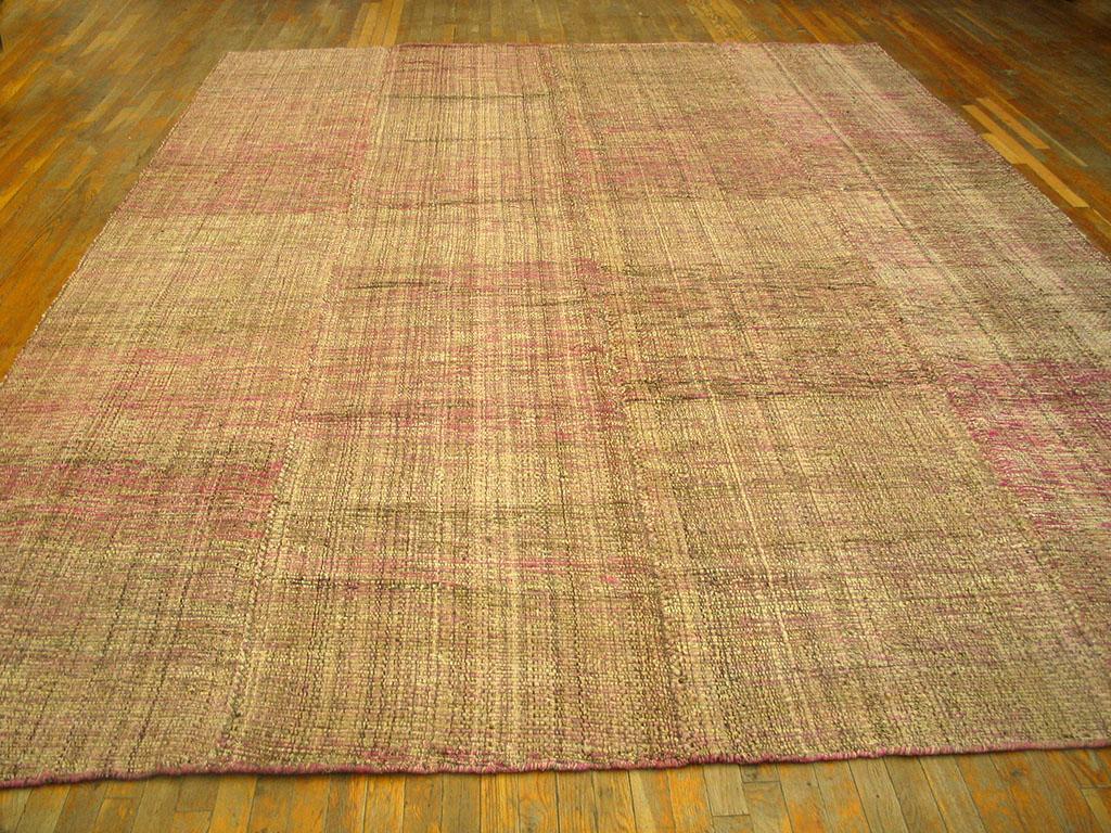 Contemporary Handwoven Wool Shaker Style Flat Weave Carpet ( 10'6