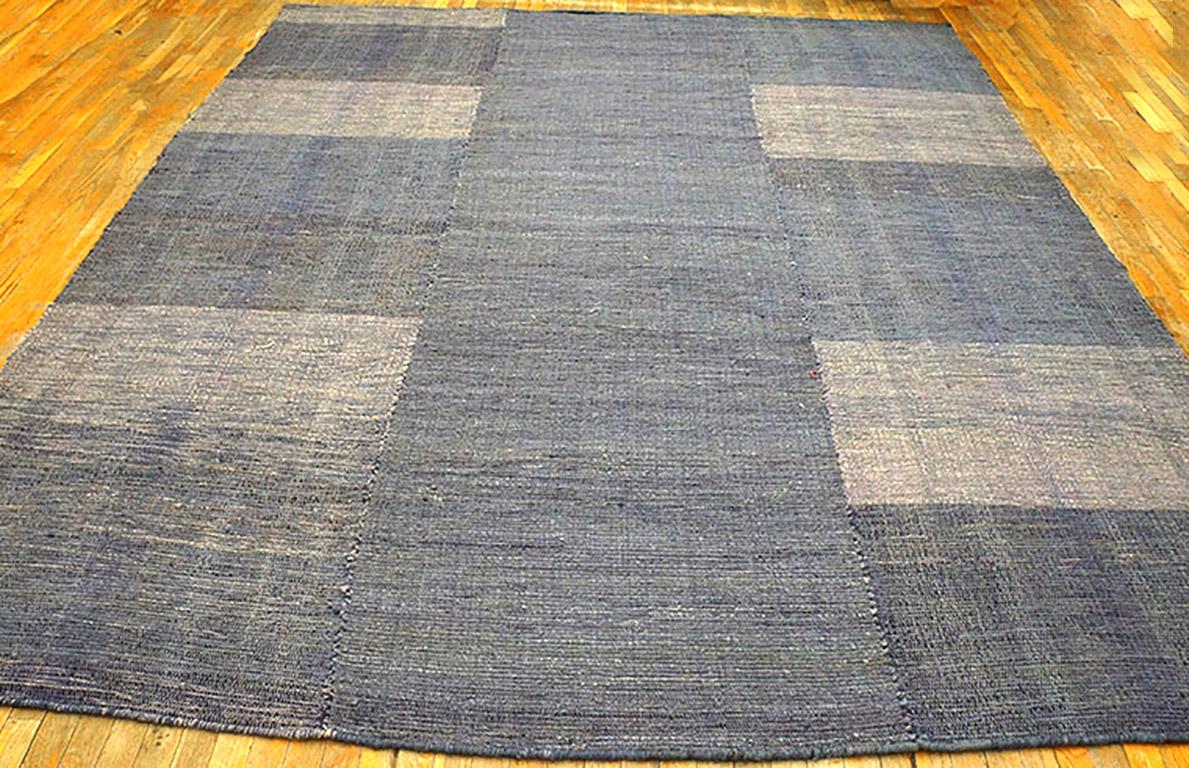 Contemporary Handwoven Wool Shaker Style Flat Weave Carpet 9'1