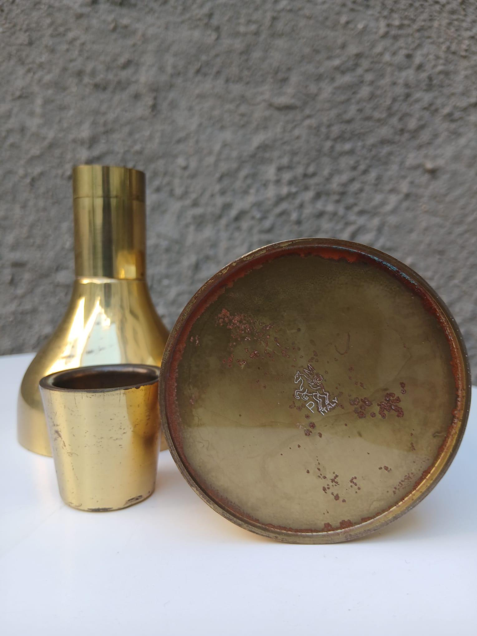 Vergoldeter Stahl-Flaschenbecher - Fratelli P.R.A. - Italien - 1950er Jahre (Postmoderne) im Angebot