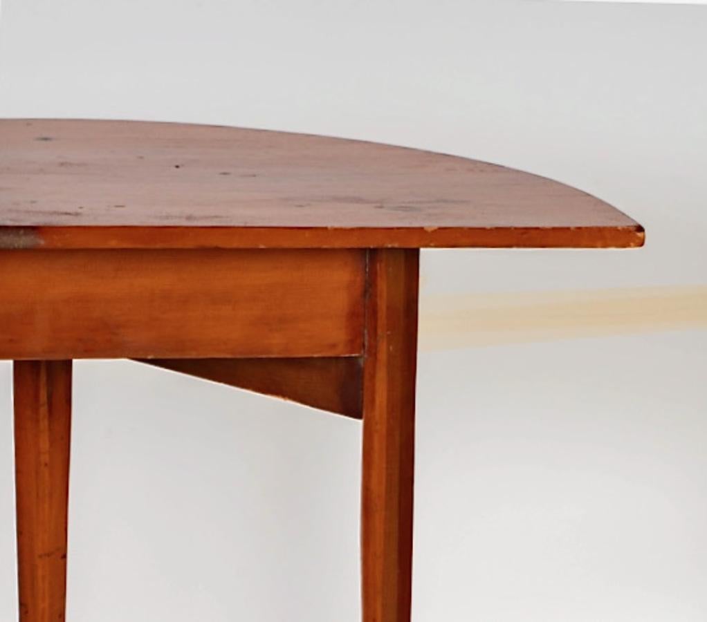 19th Century Shaker (Attributed) Pine Demi-Lune Table For Sale