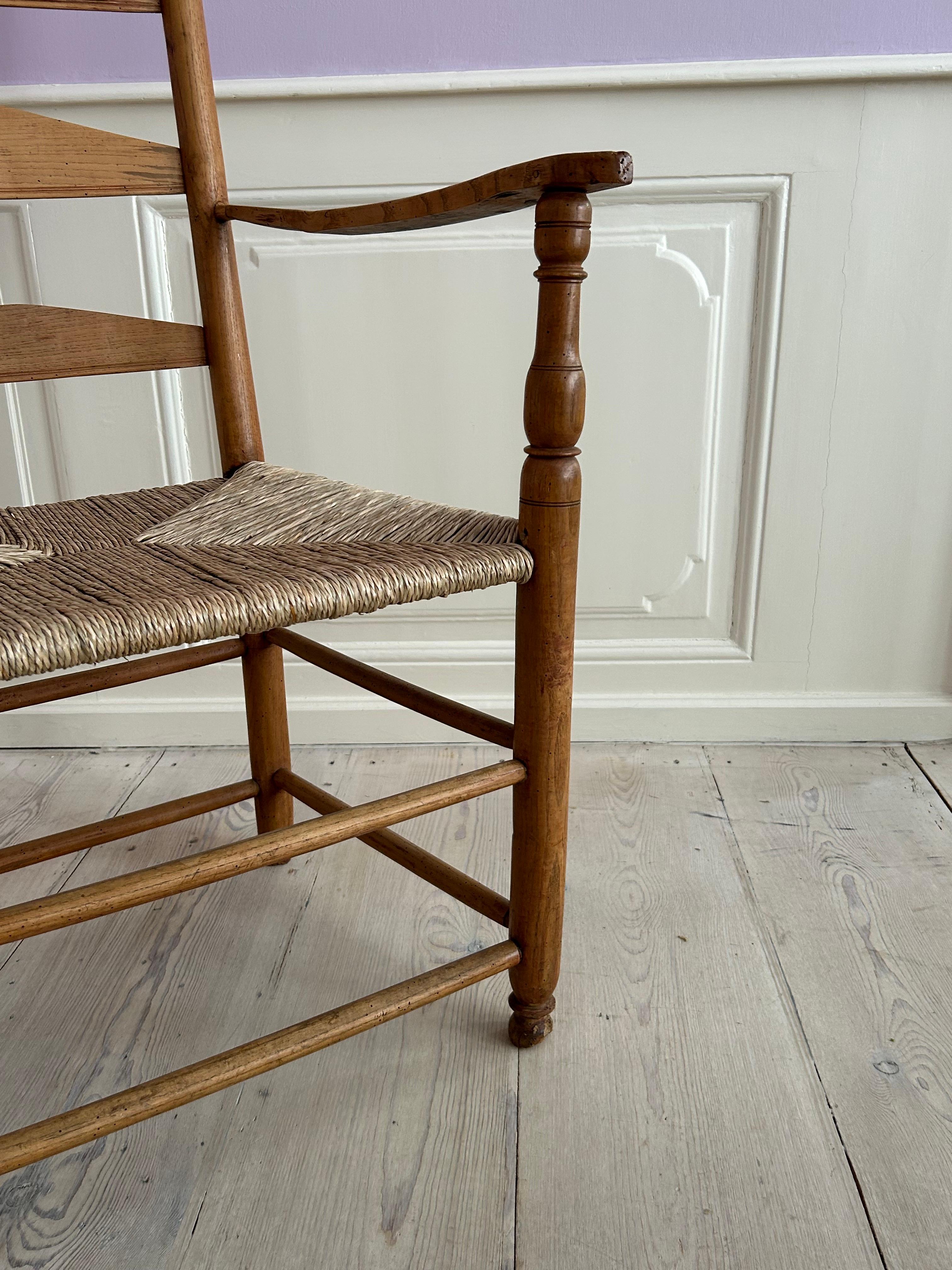 Shaker Chair in Wood with Rush Seat and Elegant Details, Sweden, 19th Century For Sale 5